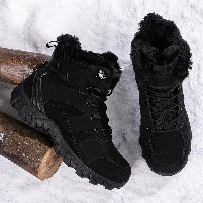 Botas de nieve transfronterizas de tamaño grande para hombres con calzado de terciopelo, botas de algodón, botas tácticas al aire libre para hombres, botas de grosor