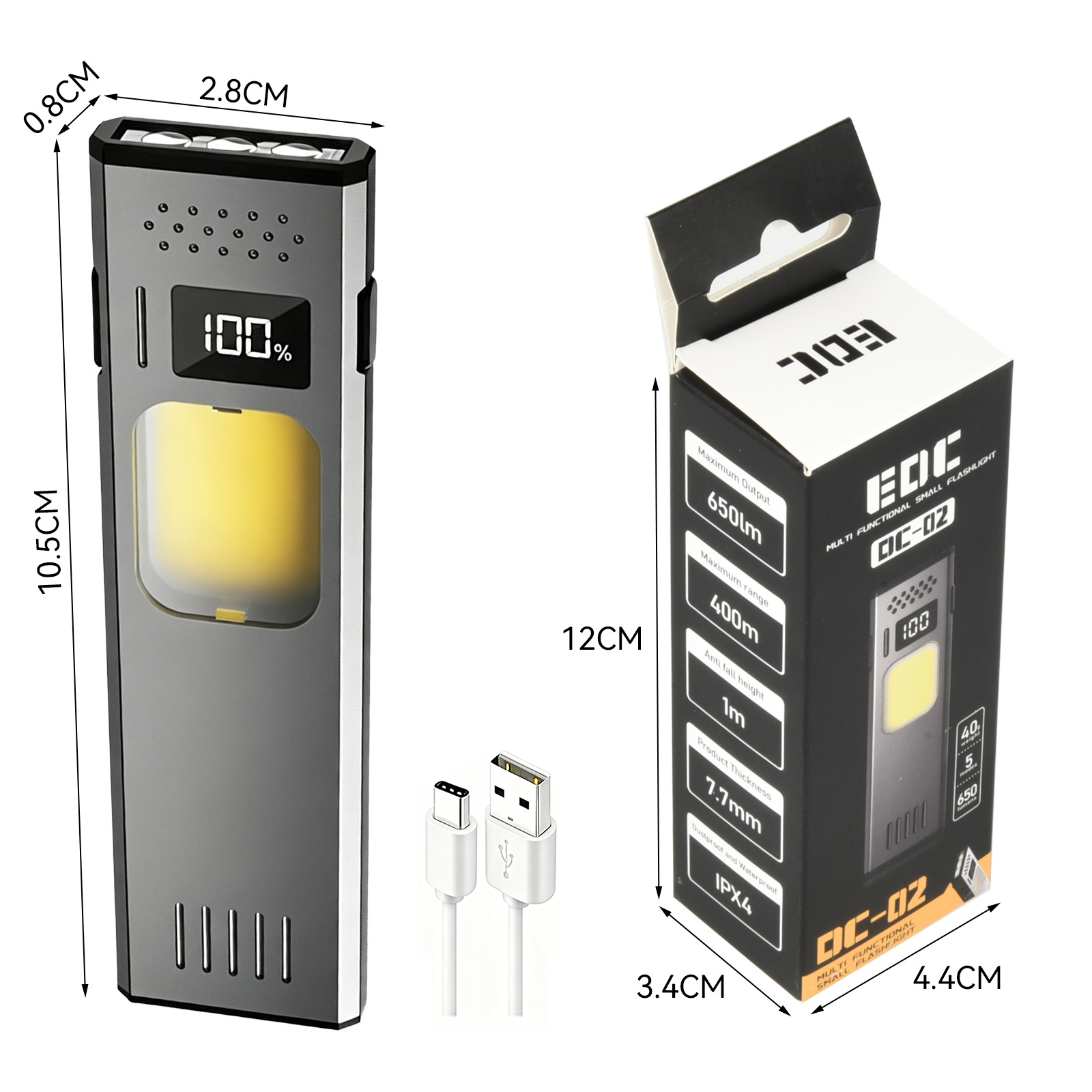 Multifunctional Mini Work Flashlight, Pocket Flashlight, Tactical Flashlight, Magnetic Clip, Portable Flashlight
