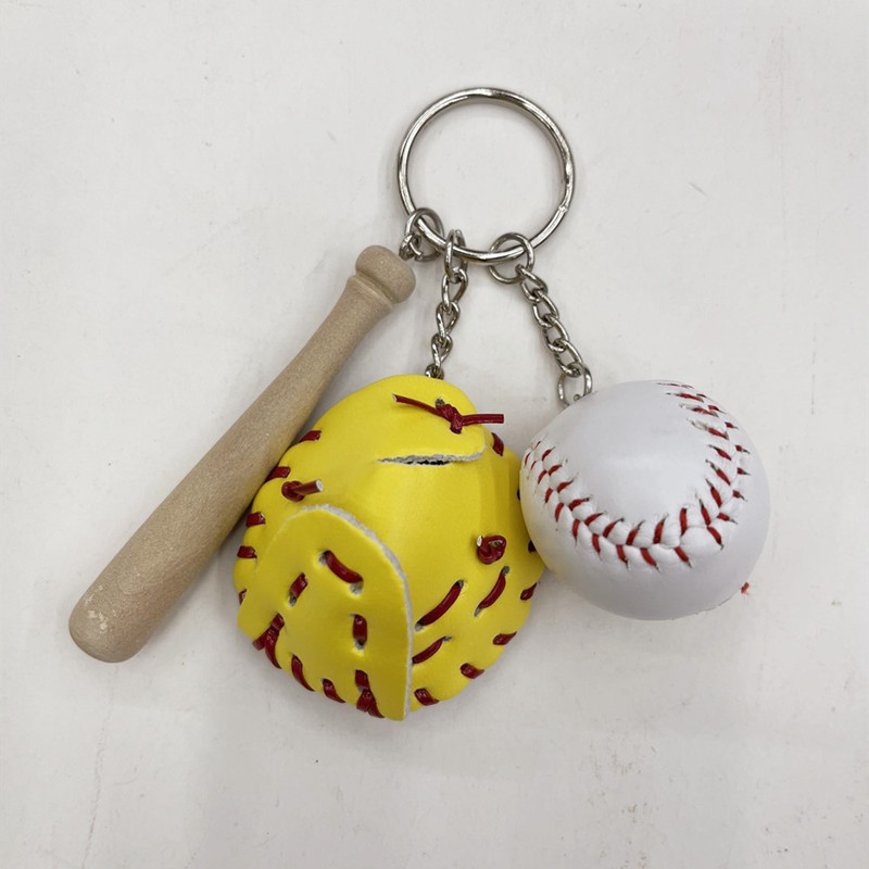 Fashion Baseball Pu Leather Unisex Bag Pendant Keychain display picture 3