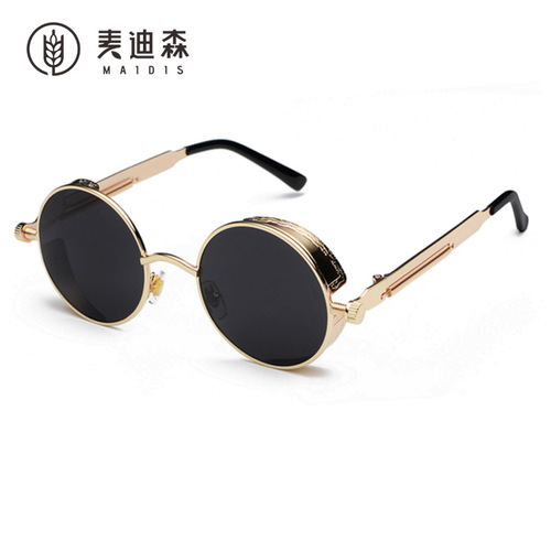 Jet 886 retro punk sunglasses European and American round personality reflective glasses sunglasses for men and women