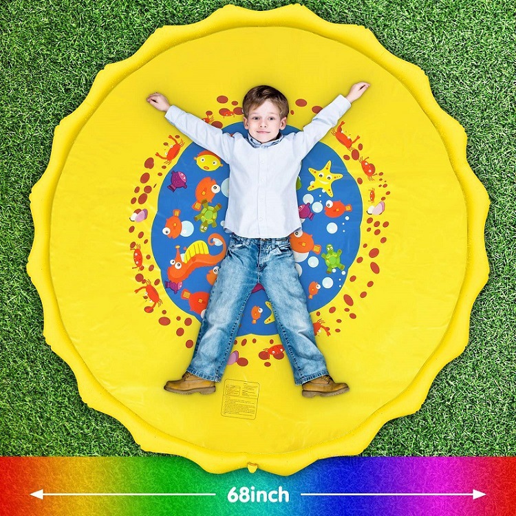 En stock arco estera de rociado de agua al aire libre césped niños delfín dinosaurio tiburón estera de rociadores de agua estera Pat estera de juguete