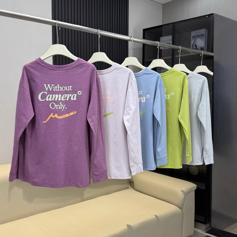 Kemi Ai Jia! Outdoor Mountain-Style Unisex Antibacterial Moisture-Wicking Quick-Dry Casual Sports Letter Print Long-Sleeve T-Shirt