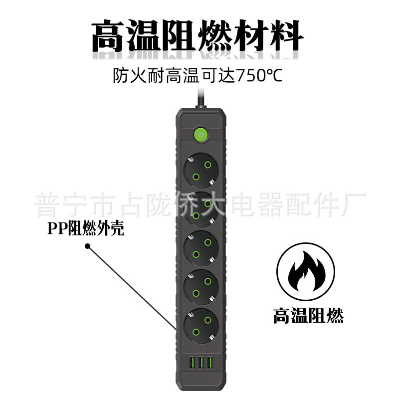 Enchufe europeo enchufe ruso 250V placa de conexión poroso enchufe USB con cable enchufe estándar europeo