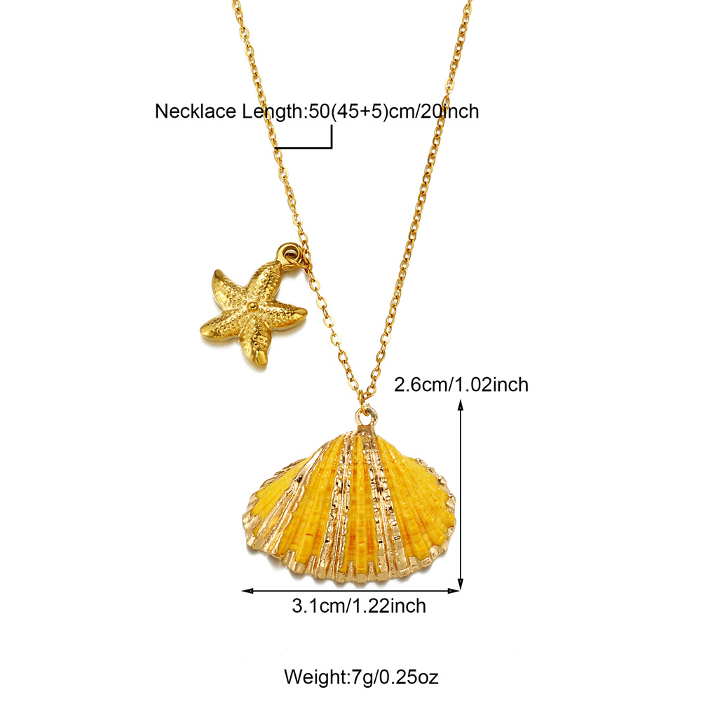 304 Stainless Steel Chain Material Wholesale Jewelry Simple Style Classic Style Shell 304 Stainless Steel Patchwork Inlaid Shell Pendant Necklace