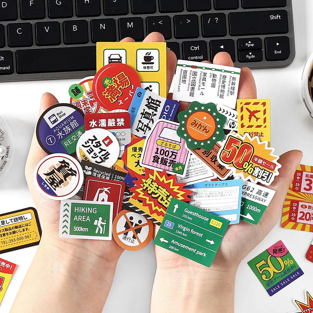 Infeel.Me Paquete de papel adhesivo adhesivo Etiqueta Fragmentos Logotipo de vida Libro de mano Material de decoración Paquete de pegatinas