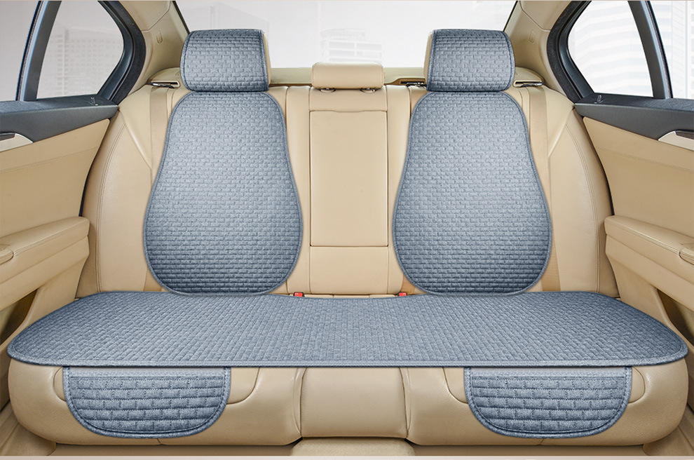 Car cushion four seasons general linen small plaid three-piece factory direct non-slip cushion small waisted