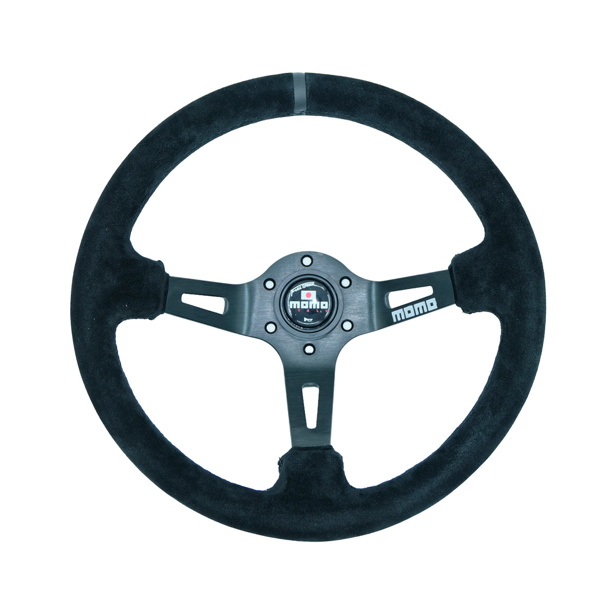 Steering wheel – Universal Dish Racing Wheel - suede-black-ring-black-stitching