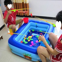 儿童钓鱼加厚玩具水池磁性鱼戏水长方池男女宝宝玩具池套领券