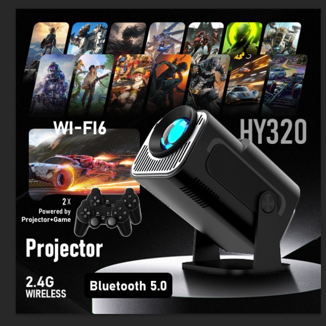 Popular Hy320Mini Game Projector Two-In-One Smart Android Version 4K High-Definition Projector Home Wall Projection