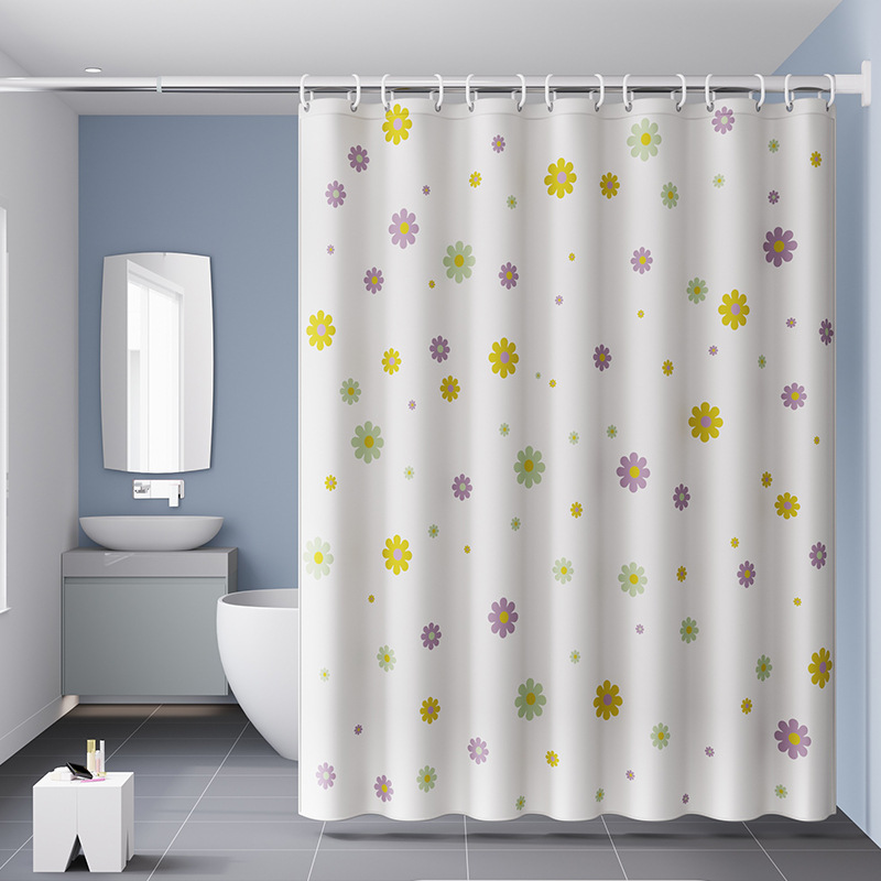 Cortina impermeable de baño engrosada de color puro, juego de cortina de baño de baño, cortina de baño de dormitorio de hotel sin perforación, cortina de puerta