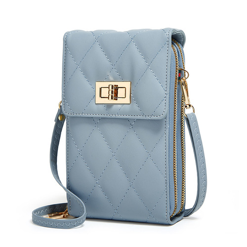 New shoulder crossbody mobile phone bag card holder women's small fragrance lock buckle rhombus coin purse large banknote holder coin bag Y266
