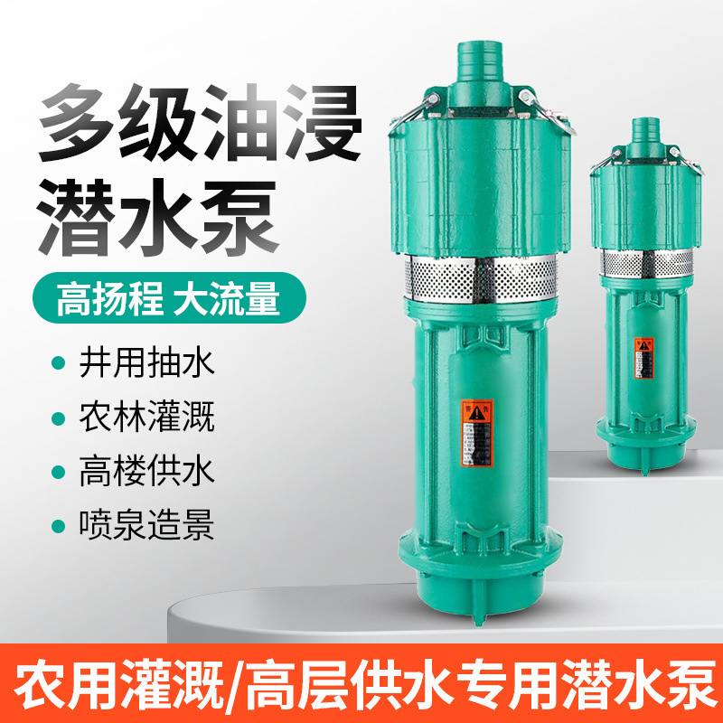 Bomba sumergible QD multietapa doméstica 220v alta elevación inmersa en aceite ratón bomba de pozo profundo bomba de riego agrícola 380v