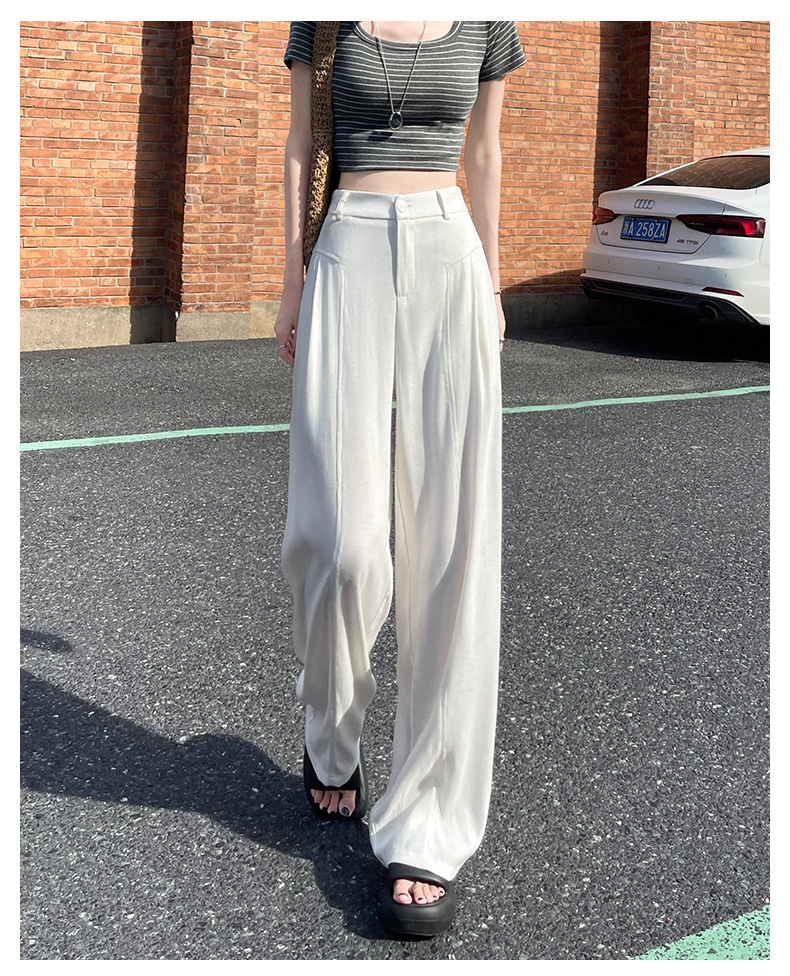 Quần culottes nữ ống rộng vải linen phối sọc, cạp cao dáng suông — Sâu Xám - Cao chi tiết 12