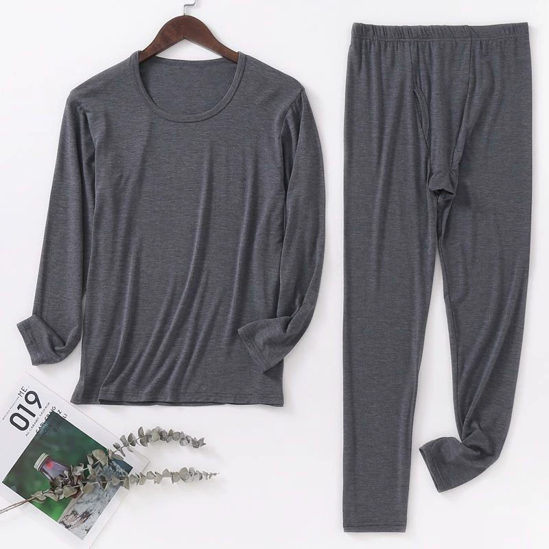 Модалл костюм тонкая осенняя одежда осенние брюки мужские высокие пули большой размер с круглым вырезом