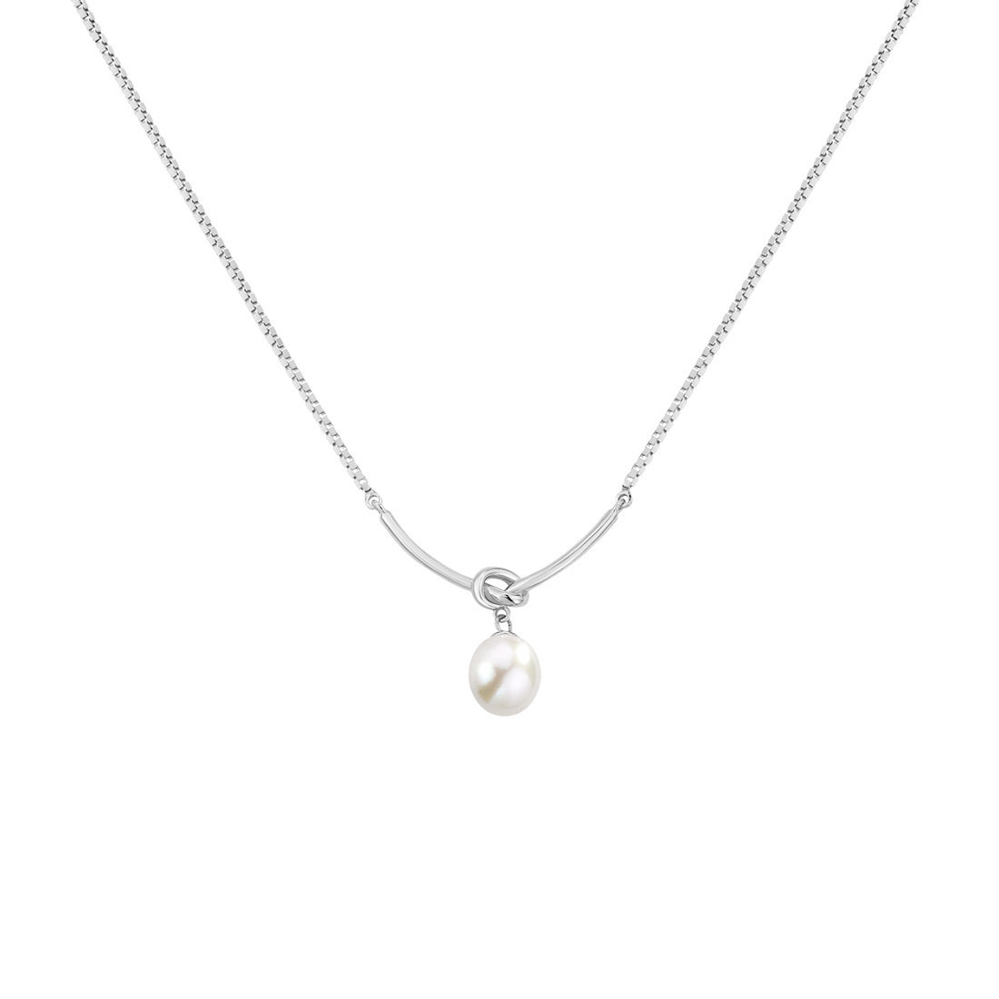 Sterling Silver Simple Style Knot Plating Inlay Pearl Pendant Necklace display picture 6