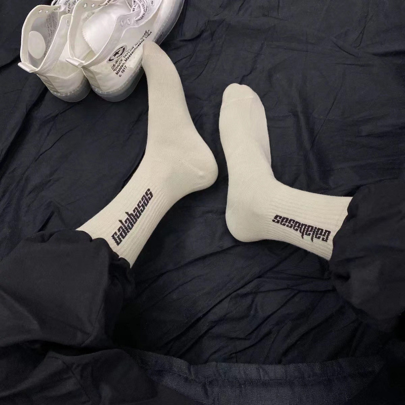 European and American Trendy Brand Ins Pure Cotton Mid-Calf Socks, Kanye West Style Yeezy Matching Socks, Hip-Hop Skateboard Socks for Men and Women