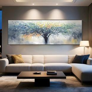 Money Tree Dafen Village Oil Painting Modern Abstract Sofa Background Wall Decoration Painting Hand-Painted Texture High-End Living Room Hanging Painting