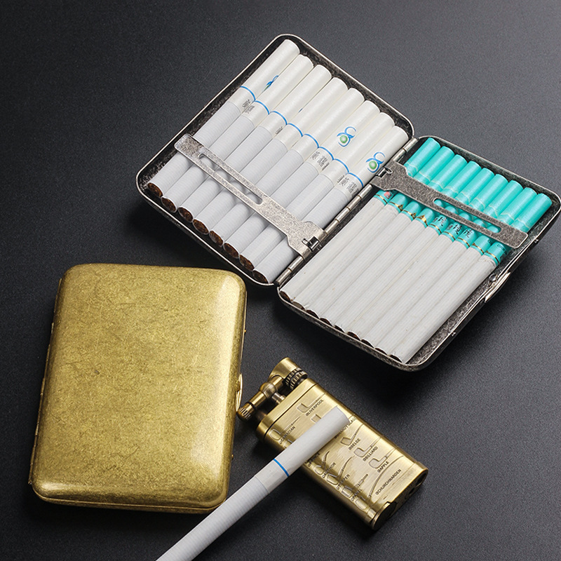 Double Gun Cigarette Case Bronze Silver Retro Cigarette Box 16 Pack Copper Cigarette Box Portable Men's Gifts Business