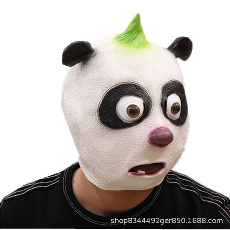 Panda máscara nuevo cuerno verde hehe cabeza cubierta de Halloween lindo animal accesorios del funcionamiento