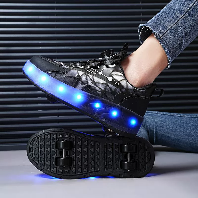 Детские Heelys для девочек, четырехколесные прогулочно-скользящие обувь для взрослых, автоматическое сжатие роликов для мужчин