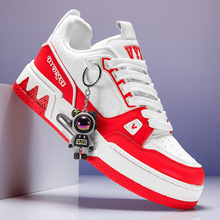 威亚逊暴力之黑白熊猫男鞋百搭小白鞋青少年软底真皮运动气垫板鞋