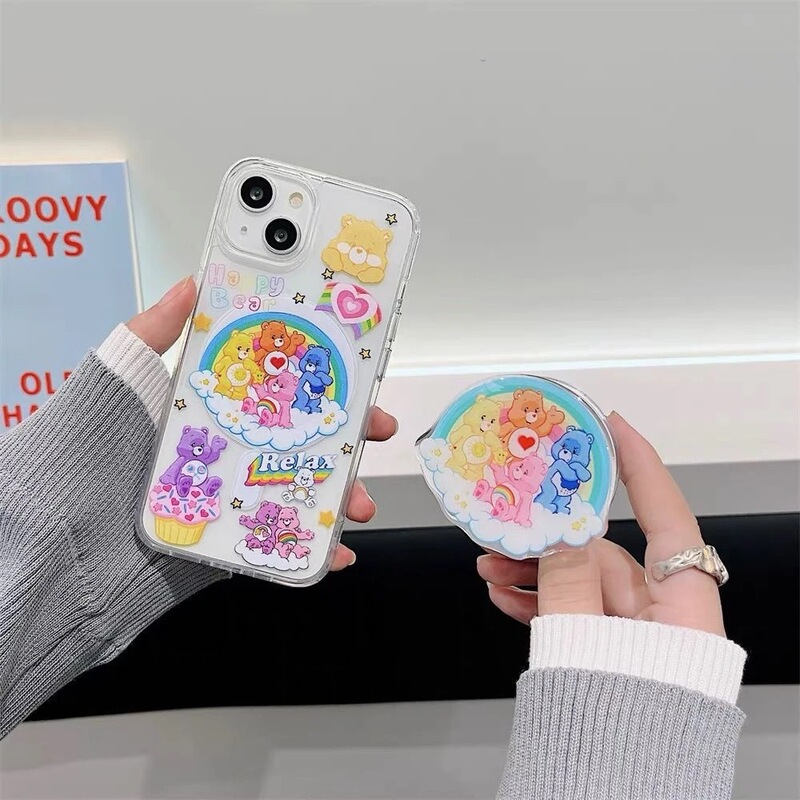 Bear Is Suitable for Samsung S23Fe Mobile Phone Case S25Ultra/S24Plus/S21 Magnetic Suction 3 Apple 16Promax