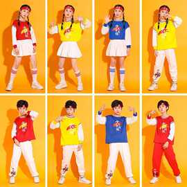 儿童糖果色演出服中国风啦啦队表演服小学生运动会开幕式班服园服