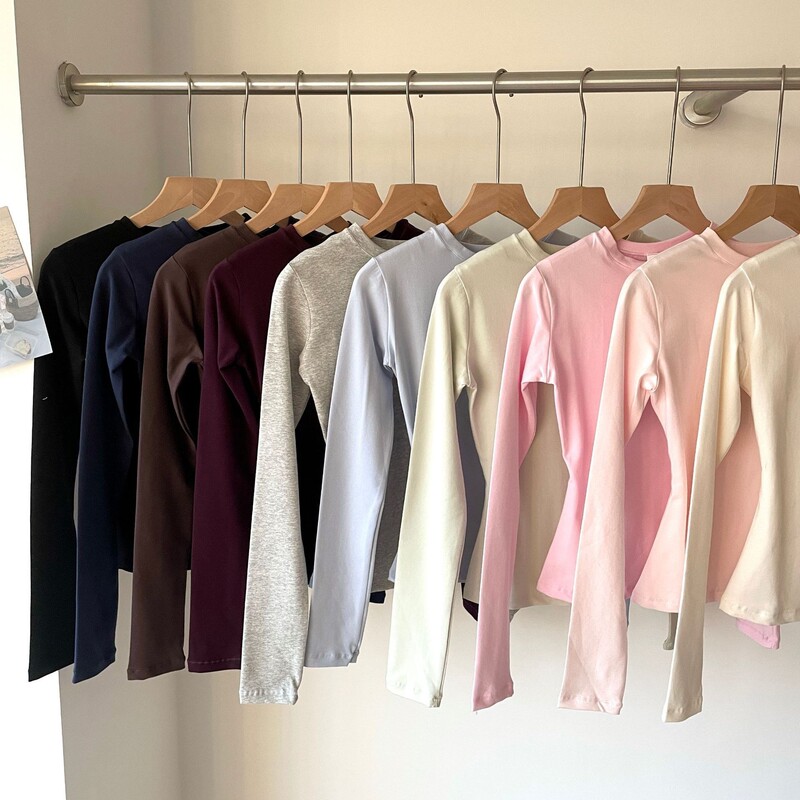 2026 Spring New Bm Style Round Neck Long-Sleeve T-Shirt Base Shirt for Women Skims Korean Style Cotton Regular Shoulder Slim Fit Top 2026 Spring New Bm Style Round Neck Long-Sleeve T-Shirt Base Shirt for Women Skims Korean Style Cotton Regular Shoulder Slim Fit Top
