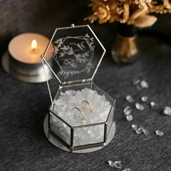 热卖ETSY亚马逊一件定制六角玻璃戒指盒婚礼订婚首饰盒婚庆定制