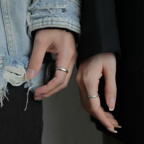 Matte matte plain ring adjustable ring for women simple style niche design high-end couple ring  new style