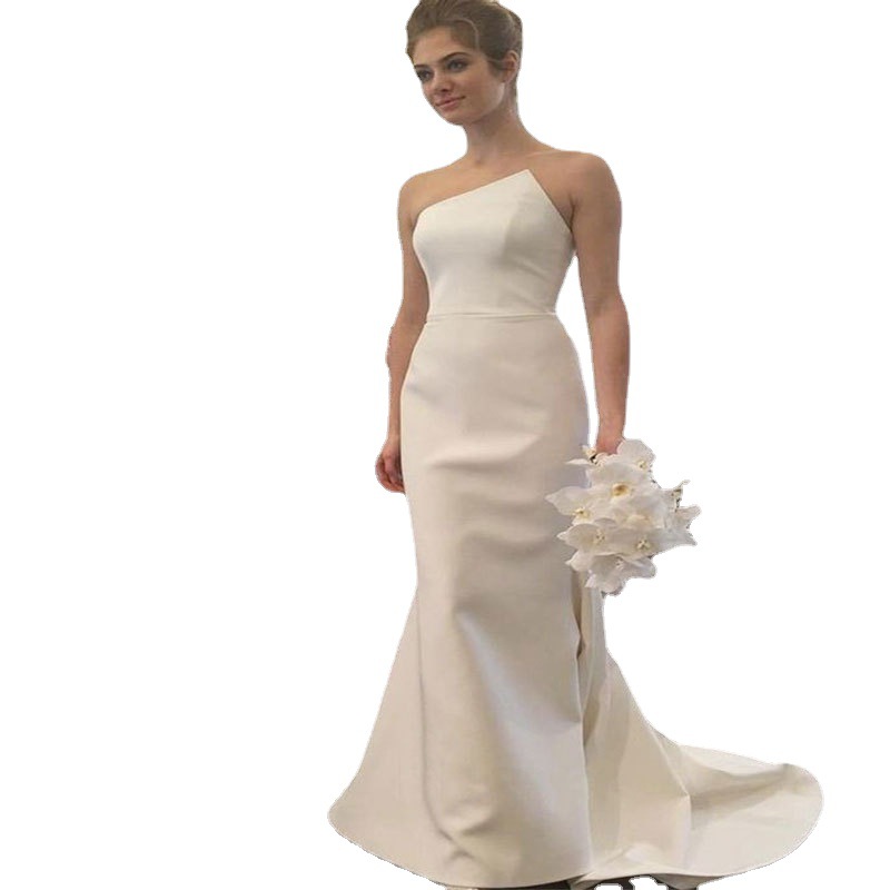 El comercio exterior de Europa y América Amazon AliExpress deseo nuevo vestido de boda vestido de noche tubo superior sexy cola de pescado adelgazante personalizable image 5
