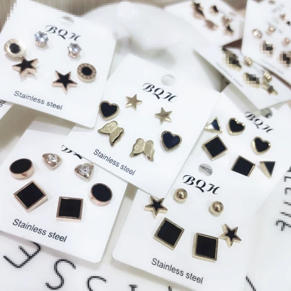 Set, earrings, 3 pair
