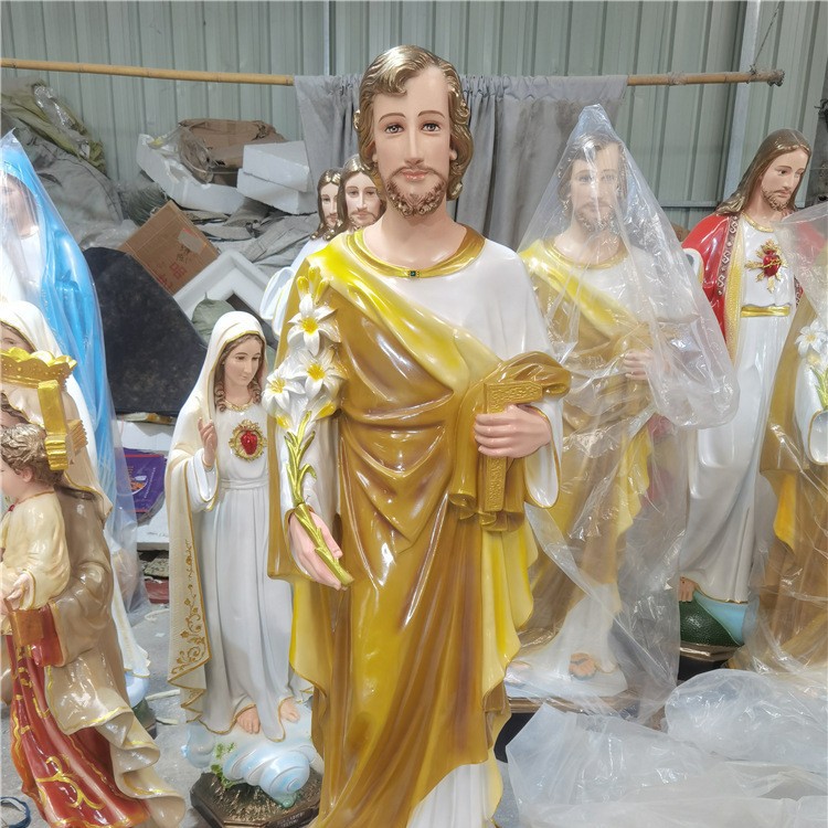 160cm San José adornos de estatuas de vidrio FRP decoración de la iglesia doméstica