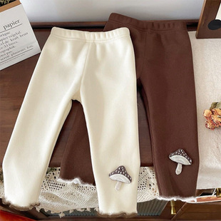Girls' fleece-lined Leggings Autumn and Winter Outer Wear Fashion Children's Baby Thin Velvet Warm All-match Pants Fashionable Children's Wear