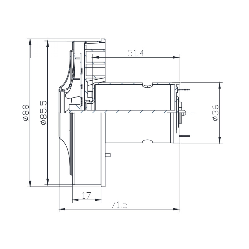 Engine, vacuum cleaner, 2v, 2v, 85mm
