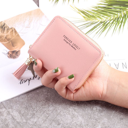 Short tassel star wallet for women, cute mini Korean version for female students, zipper coin bag, coin purse, small card bag