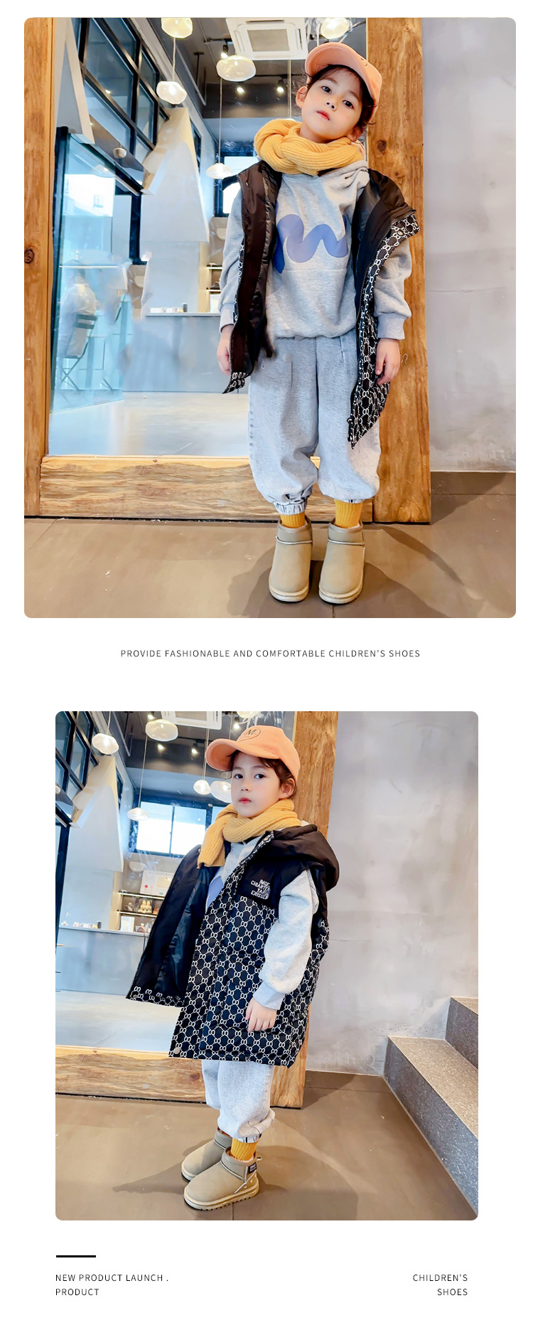 2023 Stivali da neve per bambini ispessiti invernali Scarpe di cotone calde Stivali per ragazzi e ragazze Scarpe in cotone per bambini con suola morbida antiscivolo_voghion.com