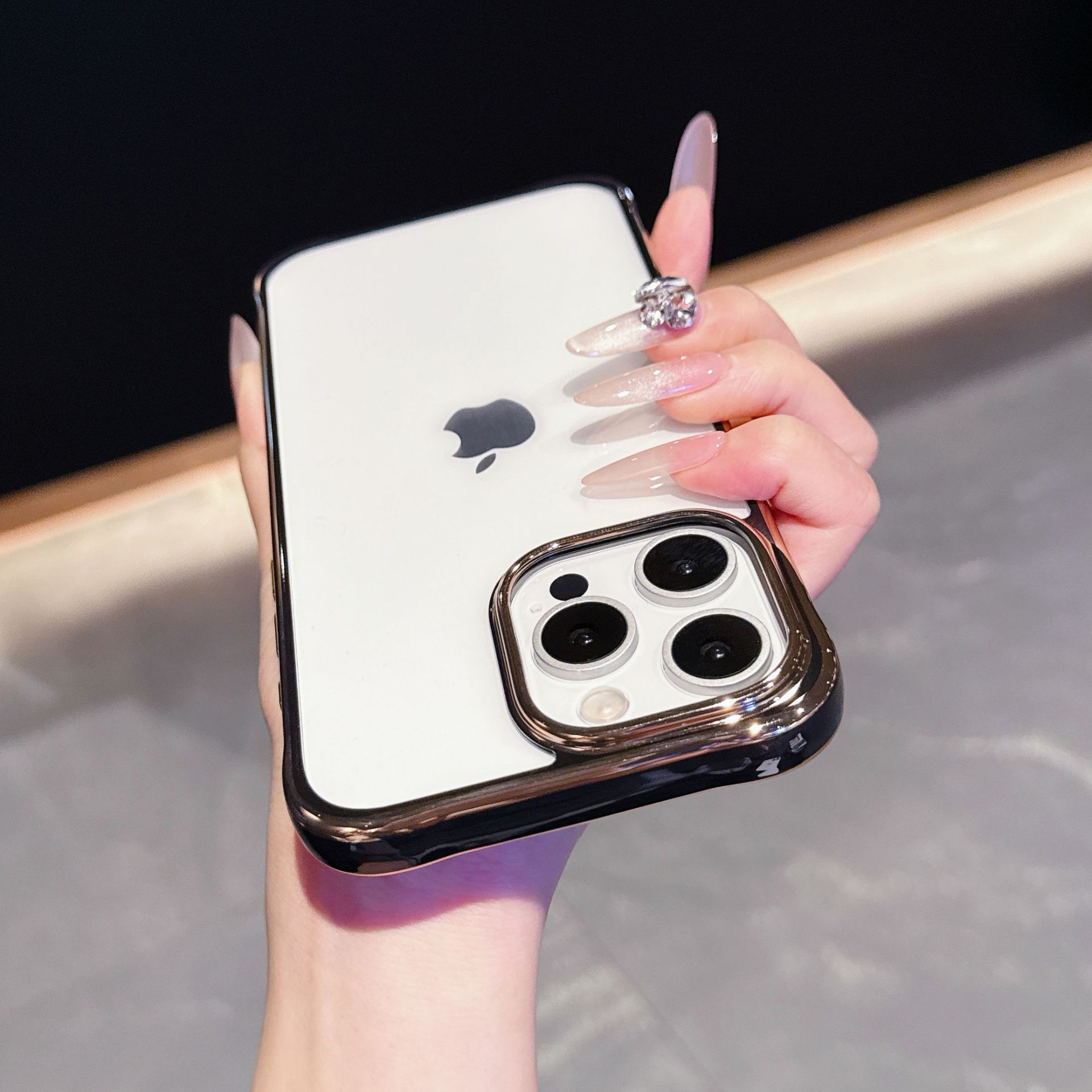 Acrílico transparente galvanizado de dos colores para Apple iphone 17 caso de teléfono 16 cuatro esquinas 15 cubierta 14