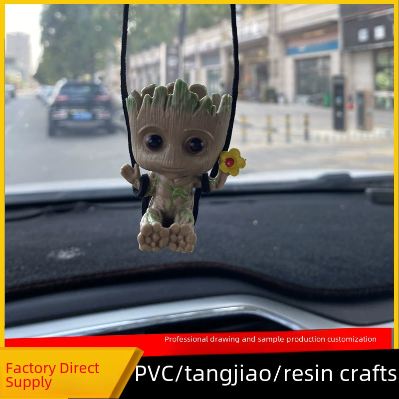 Подвесной автомобильный талисман Грут маленький древо-людей, PVC/смола, 4 × 5 см, 15 г, упаковка в мешке OPP
