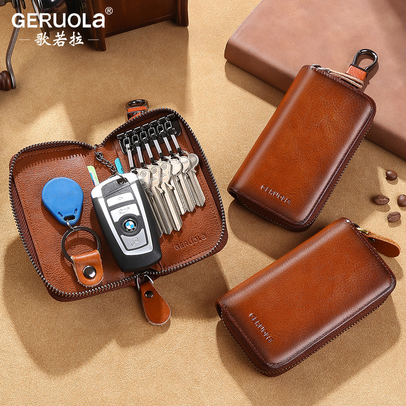 Guangzhou Ge Ruo La Leather Goods Factory: High-end, Multi-functional, High-Capacity Genuine Leather Men's Waist-Mounted Car Key Case