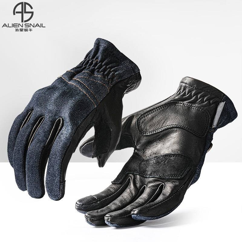 Motuoche Alien Snail V6 Motorcycle Riding Gloves Cordura TPR Lambskin (Motorcycle Safety Supplies) - black-xs
