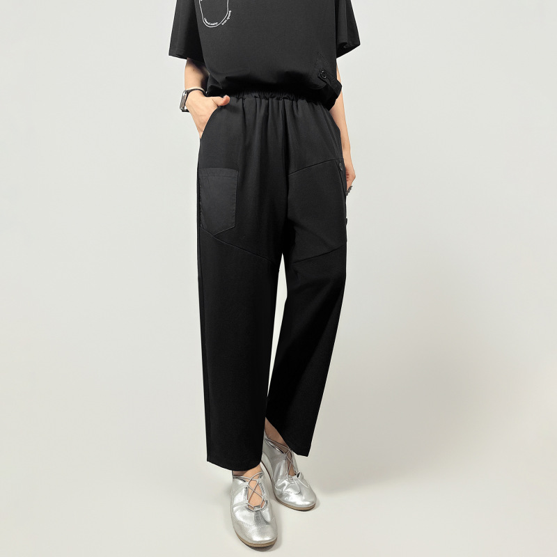 260441 New Summer Women's Pants, Loose Fit, Elastic Waist, Pocketed Harem Pants, Wide High Waist, Slimming, Cropped Pants, Chinese Trend Style 260441 New Summer Women's Pants, Loose Fit, Elastic Waist, Pocketed Harem Pants, Wide High Waist, Slimming, Cropped Pants, Chinese Trend Style
