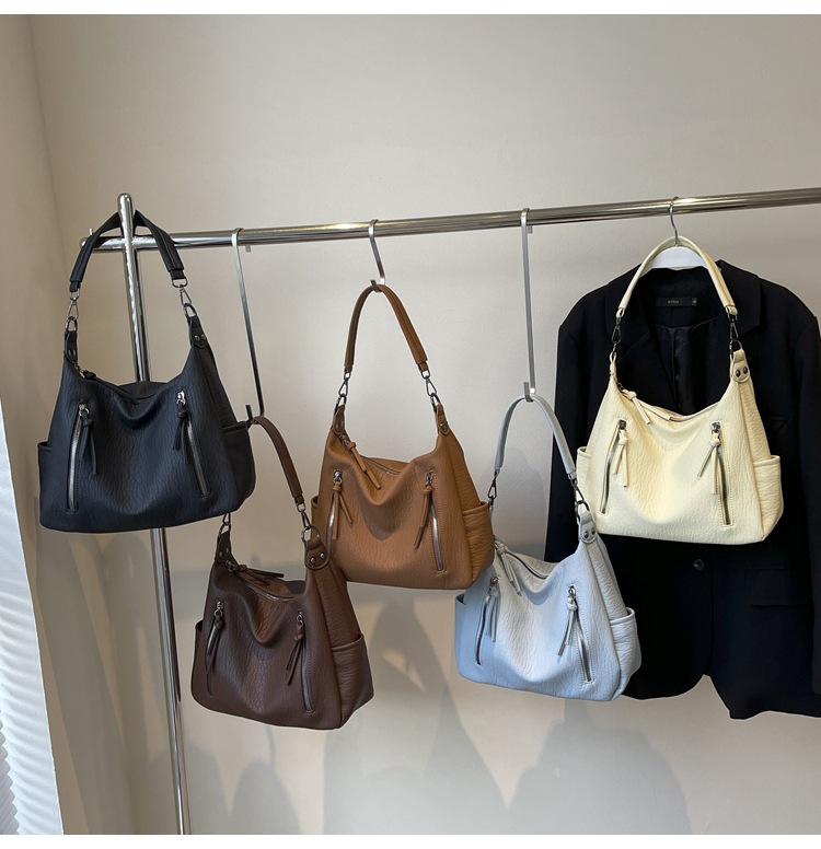 Single Shoulder Strap Strap Type Crossbody Bag Bags Type Women's Pu Leather Solid Color Vintage Style Classic Style Square Zipper Crossbody Bag