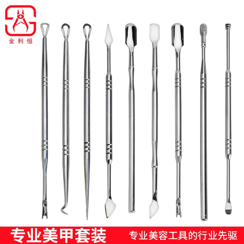 Профессиональный маникюрный пуш для омертвевшей кожи в русском стиле из нержавеющей стали с двуглавым бликом, Маникюрный Инструмент для удаления ногтей, стальной пуш в японском стиле