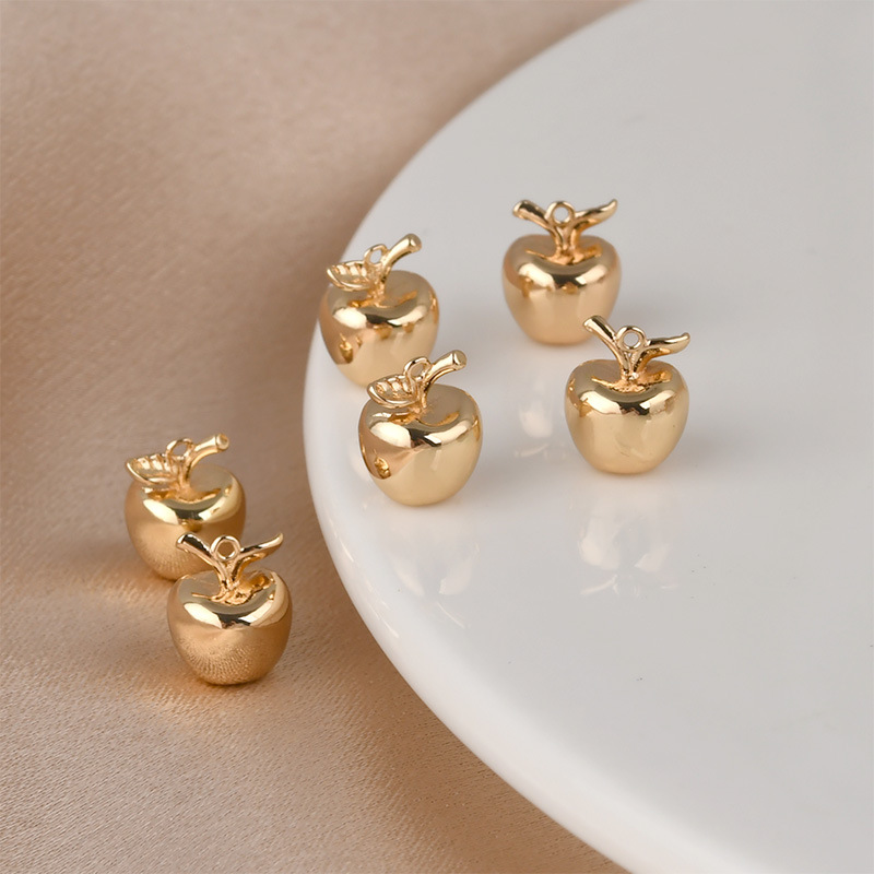 DIY Jewelry Accessories Classification 1 Piece Quantity Copper Material 1 Piece 8*10mm Copper 14K Gold Plated Apple Pendant