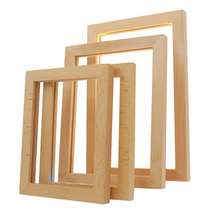 Factory Direct Supply Solid Wood Luminous Photo Frame Night Light Beech Photo Frame DIY Gift Acrylic Wooden Luminous Photo Frame