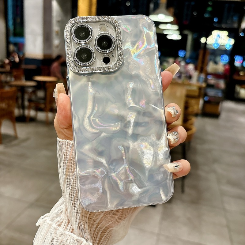 アップル15promaxダイヤモンドレンズ流水紋羽糸携帯ケースiPhone14菱格携帯ケース|undefined
