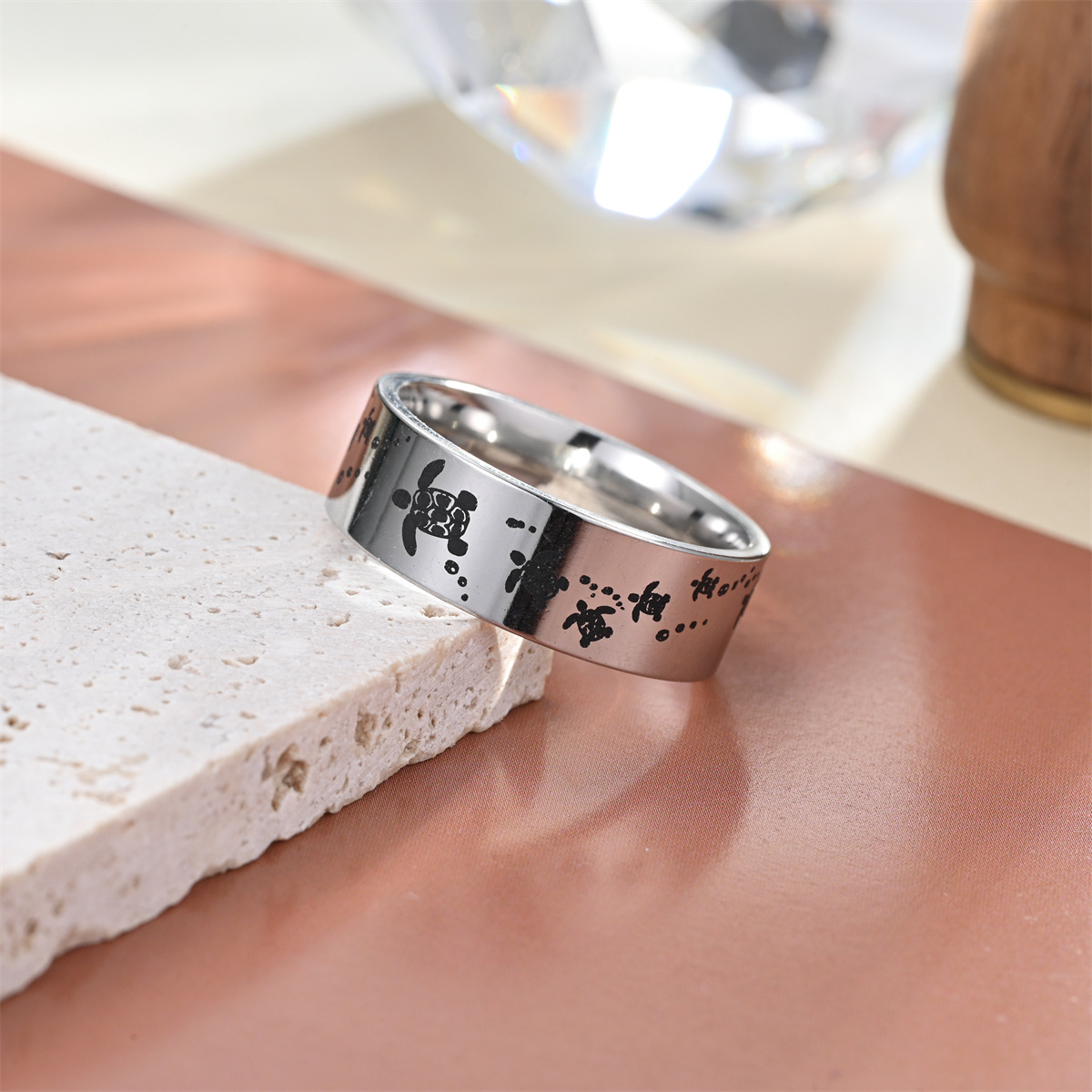 1 Piece Quantity Simple Style Commute Tortoise Round Titanium Steel Unisex Rings