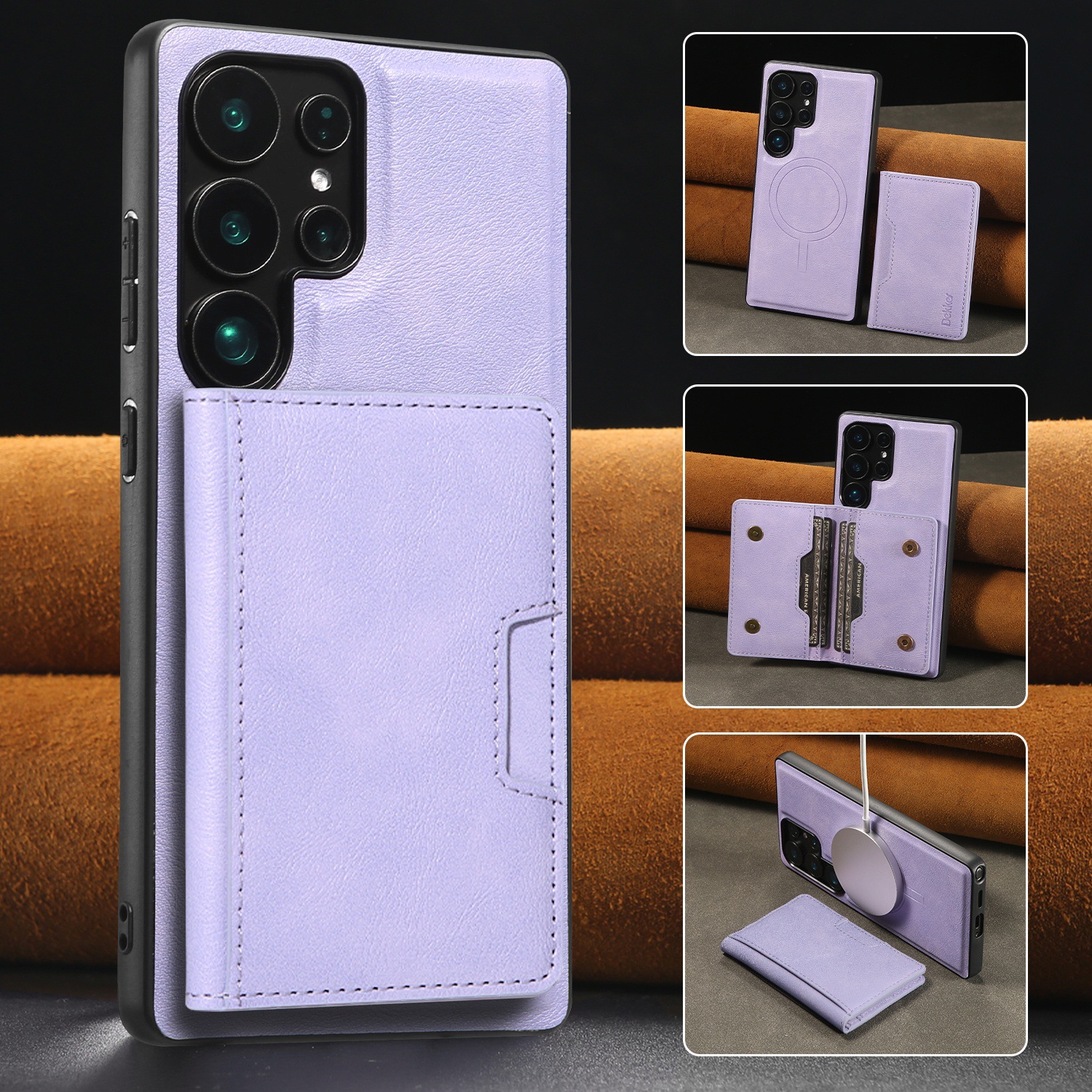 Adecuado para Samsung S25Edge Paquete de tarjeta magnética de anillo plegable Estuche para teléfono móvil Estuche protector de carga inalámbrica MagSafe magnético fuerte S25U