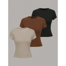 X 56818 Standard Shoulder Solid T-shirt ���紿ɫ T ��